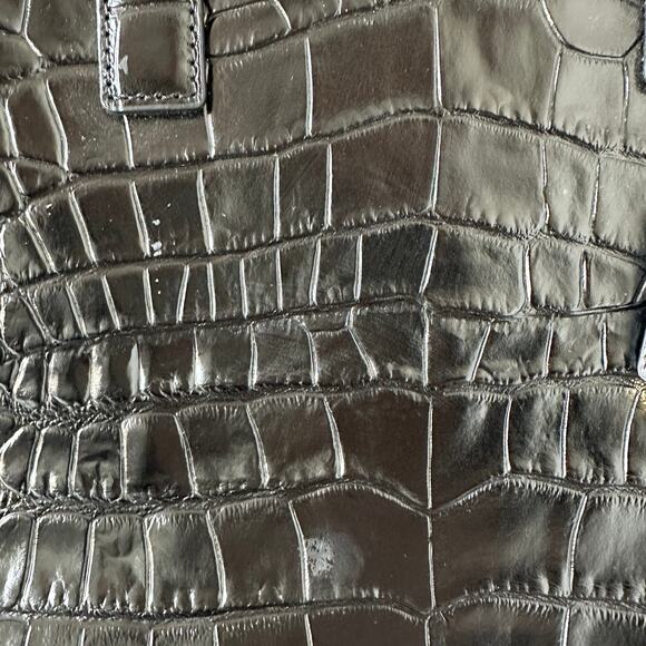 Michael Kors Black Croc Embossed Leather Dillon Tote Crossbody Shoulder Bag - Picture 14 of 15